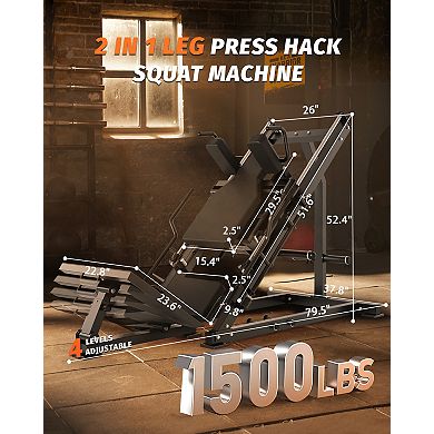 2-In-1 Leg Press & Hack Squat Machine for Home Gym,45° Linear Bearing Squat Machine & Weight Storage
