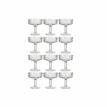 12-Pack Ribbed Coupe Glasses,7 oz Vintage Martini Glasses Set