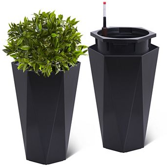 22.5" Tall Planter,2-Pack Large Outdoor Indoor Plant Pots,Modern Diamond Plant Pot for Porch Patio
