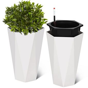 22.5" Tall Planter,2-Pack Large Outdoor Indoor Plant Pots,Modern Diamond Plant Pot for Porch Patio