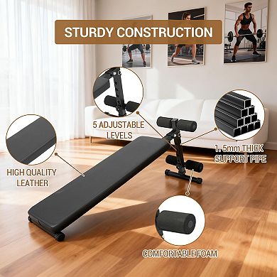Adjustable Sit Up Bench for Home Gym, Abdominal Workout Bench with Extra Thick Pads