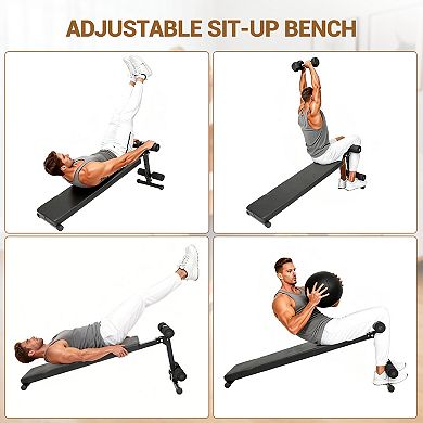 Adjustable Sit Up Bench for Home Gym, Abdominal Workout Bench with Extra Thick Pads