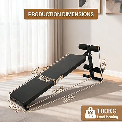 Adjustable Sit Up Bench for Home Gym, Abdominal Workout Bench with Extra Thick Pads