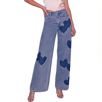 Women's Wide Leg Jeans - High Waisted Stretchy Denim Pants Casual Trendy Barrel Jeans