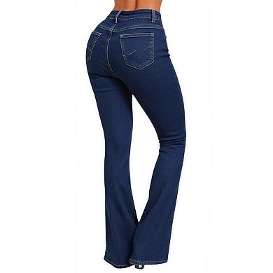Women's Trendy Stretchy Flare Jeans Mid Rise Bootcut Curvy Denim Pants