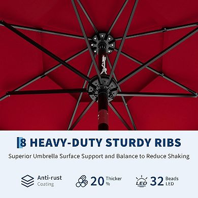 3-Tier 10Ft Patio Umbrella, Outdoor Table Umbrella with Vents, Easy Crank and Push Button Tilt