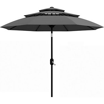 3 tier 10Ft Patio Umbrella, Outdoor Table Umbrella with Vents, Easy Crank and Push Button Tilt
