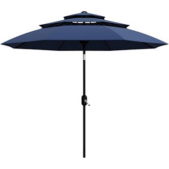 3 tier 10Ft Patio Umbrella, Outdoor Table Umbrella with Vents, Easy Crank and Push Button Tilt
