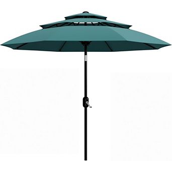 3 tier 10Ft Patio Umbrella, Outdoor Table Umbrella with Vents, Easy Crank and Push Button Tilt