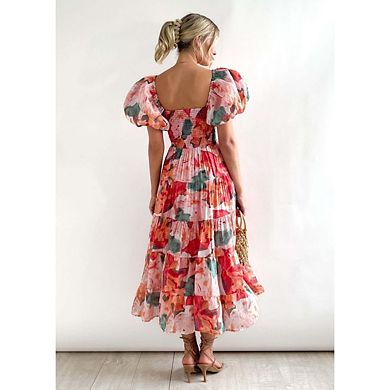 Women's Puff Sleeve Off Shoulder Dress Boho Flowy Ruched Summer Vacation Trendy