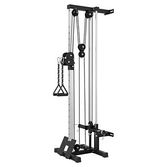 Wall Mount Cable Machine,LAT Pulldown Machines with 19 Positions Dual Pulley System