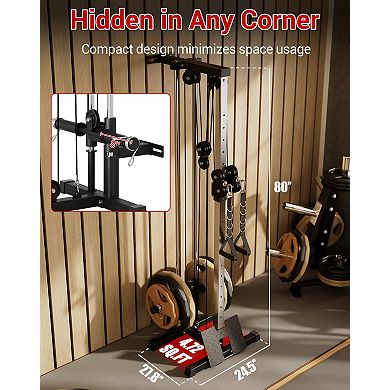 Wall Mount Cable Machine,LAT Pulldown Machines with 19 Positions Dual Pulley System
