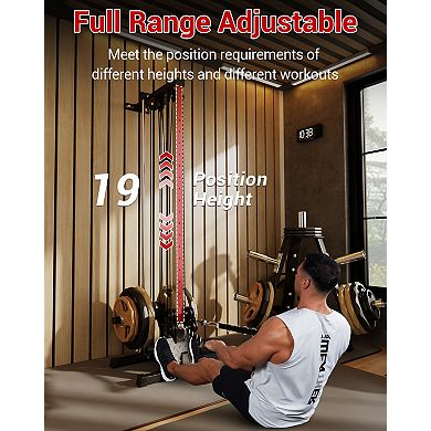 Wall Mount Cable Machine,LAT Pulldown Machines with 19 Positions Dual Pulley System