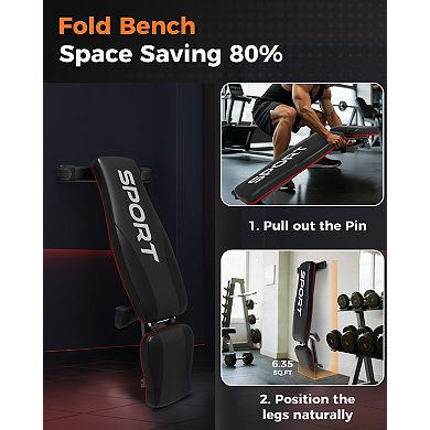 Adjustable Weight Bench,5-Levels Versatile Foldable Bench for Full Body Workout Strength Training
