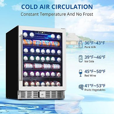 24" Beverage Refrigerator, 5.1 Cu.ft Drink Fridge for 166 Cans