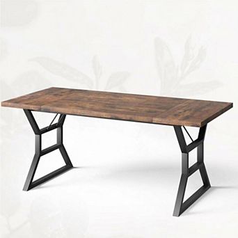 Dining Table for 6 People, Wooden Rectangular Dinner Table Farmehouse Kitchen Table for Dining Room