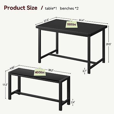 3-Piece Kitchen Dining Set, Modern Dining Table with 2 Chairs, Wood Table, for Small Dining Room