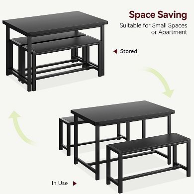 3-Piece Kitchen Dining Set, Modern Dining Table with 2 Chairs, Wood Table, for Small Dining Room
