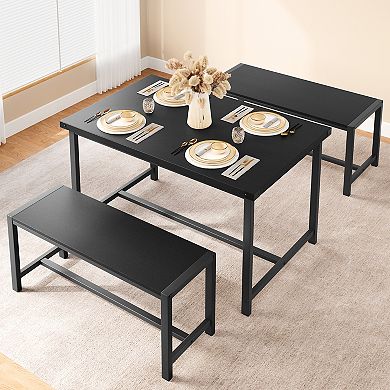 3-Piece Kitchen Dining Set, Modern Dining Table with 2 Chairs, Wood Table, for Small Dining Room
