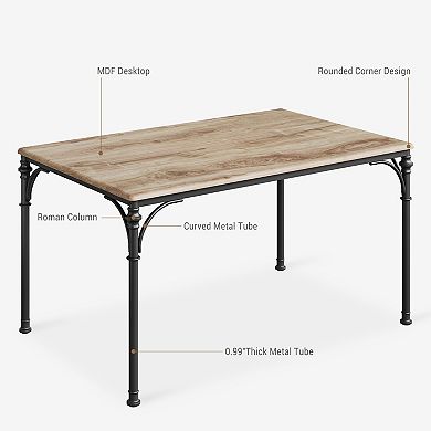 5-Piece Dining Set, Kitchen Table with Padded Chairs, Roman Column Design, Ideal for Small Spaces
