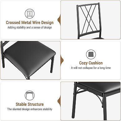 5-Piece Dining Set, Kitchen Table with Padded Chairs, Roman Column Design, Ideal for Small Spaces
