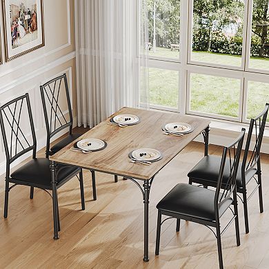 5-Piece Dining Set, Kitchen Table with Padded Chairs, Roman Column Design, Ideal for Small Spaces