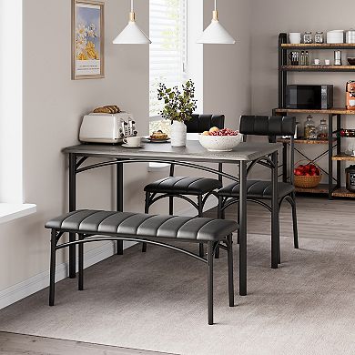 Dining Table Set for 4, Kitchen Table with Upholstered Chairs and Bench for Dining Room
