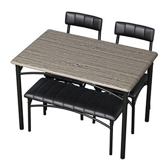 Dining Table Set for 4, Kitchen Table with Upholstered Chairs and Bench for Dining Room