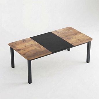 Modern Kitchen Dining Table, 6-8Person Wood Table with Metal Base, Space Saving for Small Apartment
