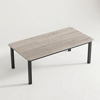 Modern Kitchen Dining Table, 6-8Person Wood Table with Metal Base, Space Saving for Small Apartment