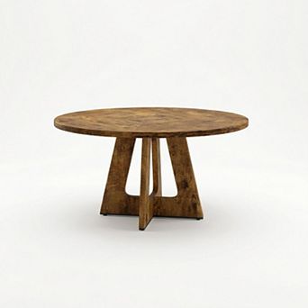 47 in Round Large Dining Table Set for 4 to 6, Farmhouse Dinner Table for Dining Room & Living Room
