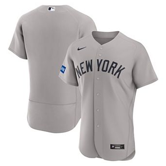 Men's Nike Gray New York Yankees Road Sponsor Patch Authentic Jersey