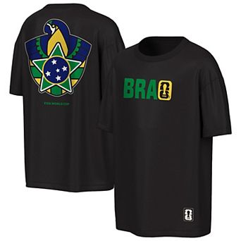 Men's Outerstuff Black Brazil National Team FIFA World Cup 2026 Livery Oversized 2-Hit T-Shirt