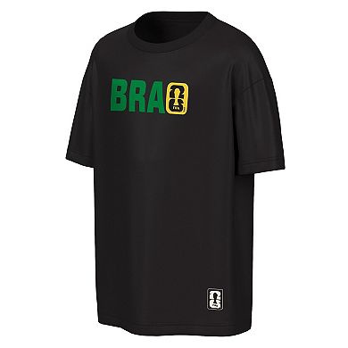 Men's Outerstuff Black Brazil National Team FIFA World Cup 2026 Livery Oversized 2-Hit T-Shirt