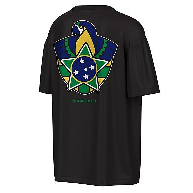 Men's Outerstuff Black Brazil National Team FIFA World Cup 2026 Livery Oversized 2-Hit T-Shirt