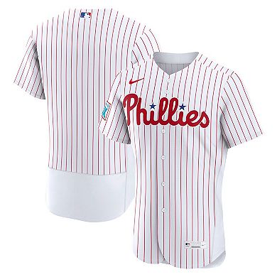 Men's Nike White Philadelphia Phillies Home Sponsor Patch Authentic Jersey