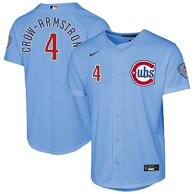 Youth Nike Pete Crow-Armstrong Light Blue Chicago Cubs Alternate 2 Stadium Jersey