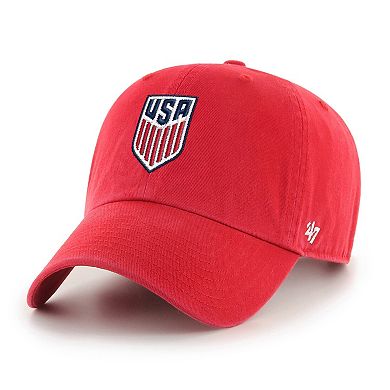 Men's '47 Red USMNT Crest Clean Up Adjustable Hat