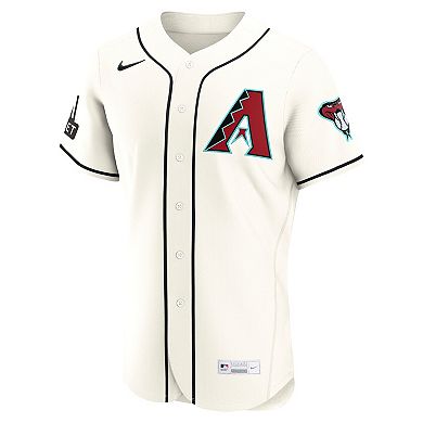 Men's Nike Cream Arizona Diamondbacks Home Sponsor Patch Authentic Jersey