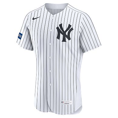 Men's Nike White New York Yankees Home Sponsor Patch Authentic Jersey