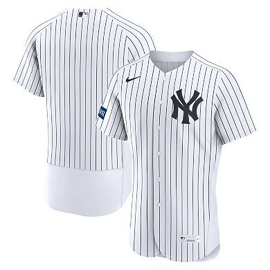 Men's Nike White New York Yankees Home Sponsor Patch Authentic Jersey