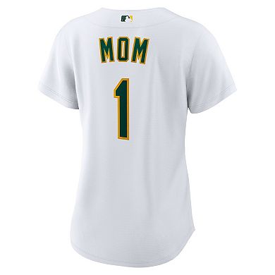 Women's Nike White Athletics #1 Mom Home Replica Jersey