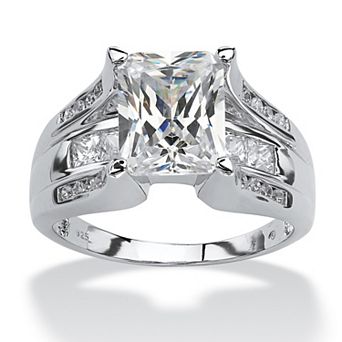 4.73 TCW Cubic Zirconia Ring in Platinum-plated Sterling Silver