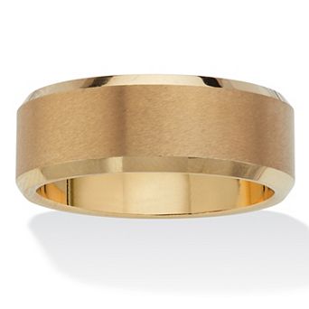 Men's Gold Ion-Plated Tungsten Brushed Finish Bevel Edge Wedding Band
