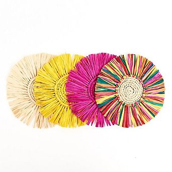 Pahiyas Woven Fringe Raffia Coasters Set of 4