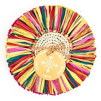 Pahiyas Woven Fringe Raffia Coasters Set of 4