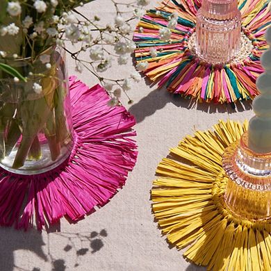 Pahiyas Woven Fringe Raffia Coasters Set of 4