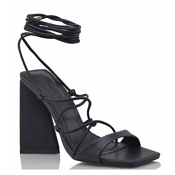 Strappy Ankle Wrap Block Heel Sandal