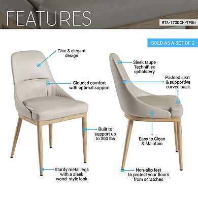 GOODSILO Armless Dining Chairs with Metal Legs Set of Two