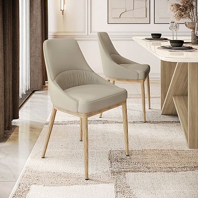 GOODSILO Armless Dining Chairs with Metal Legs Set of Two